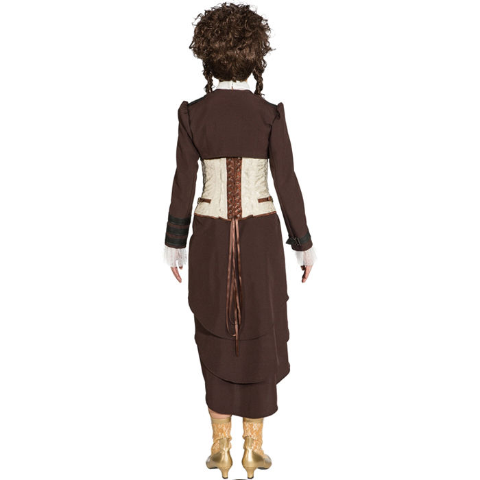 Damen-Kostüm Steampunk Lagenrock braun, Gr. 38 Bild 3