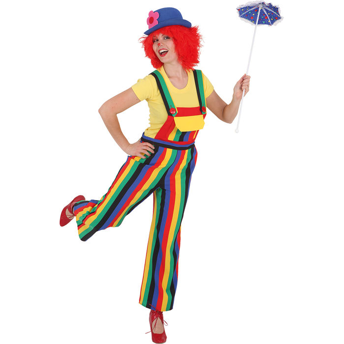 Damen-Kostüm Clown Latzhose bunt, Gr. 40-42