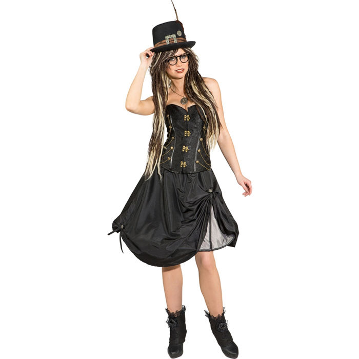 Kostüm Steampunk Reifrock schwarz, Größe 42-44