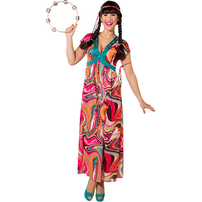 Damen-Kostm Hippie Kleid & Zubehr, Gr. 34-36