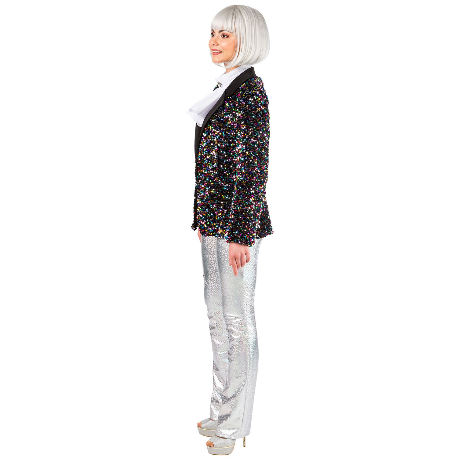 Damen-Kost�m Paillettenjacke bunt, Blazer mit zwei Taschen, Gr. 36 Bild 3
