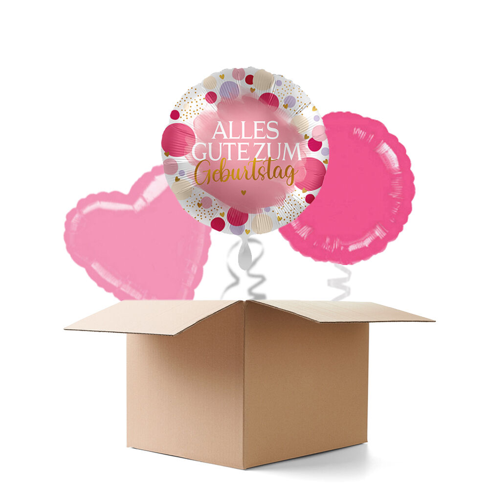 NEU Ballongre Sweet Pink Alles Gute zum Geburtstag, 3 Ballons