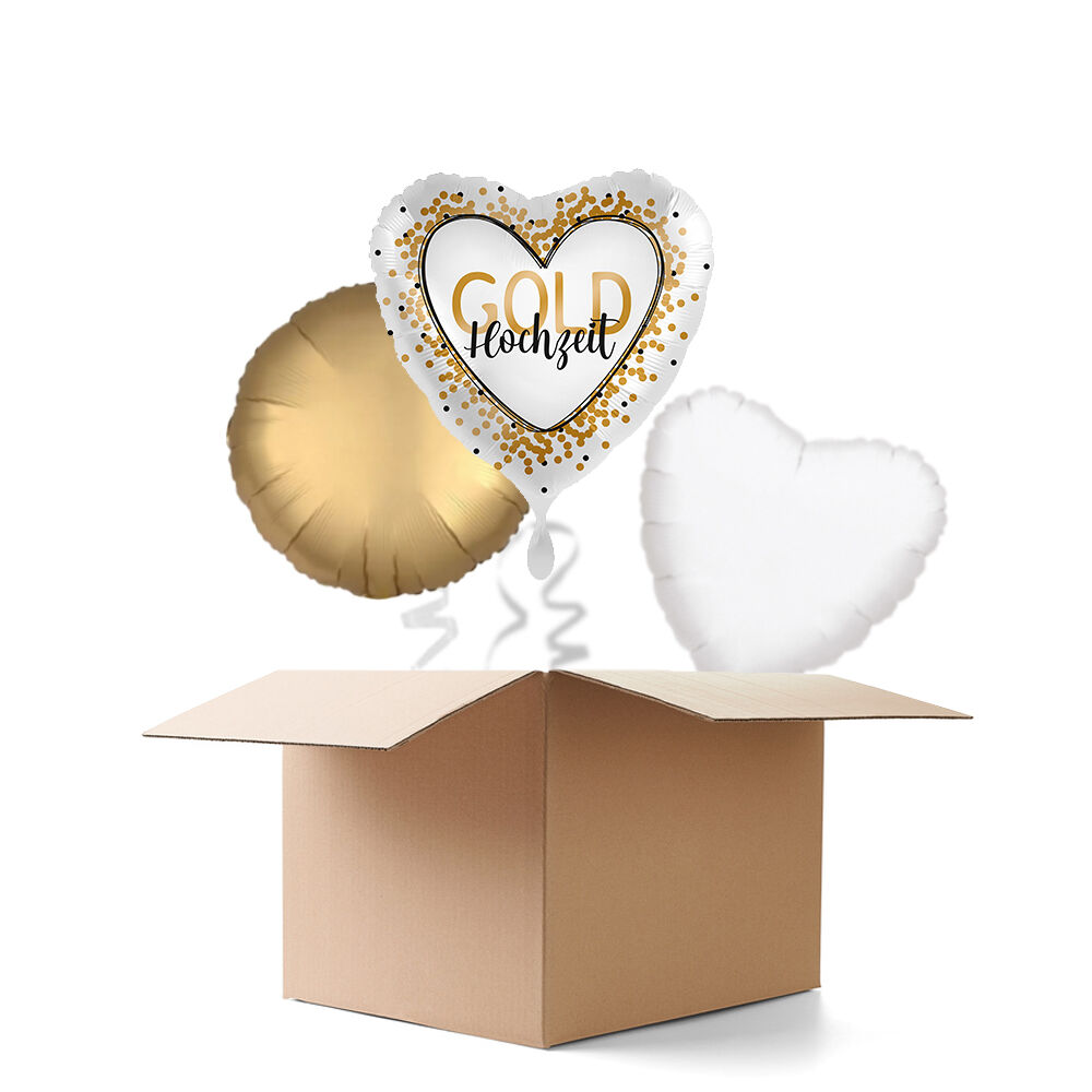 NEU Ballongre Goldhochzeit, 3 Ballons