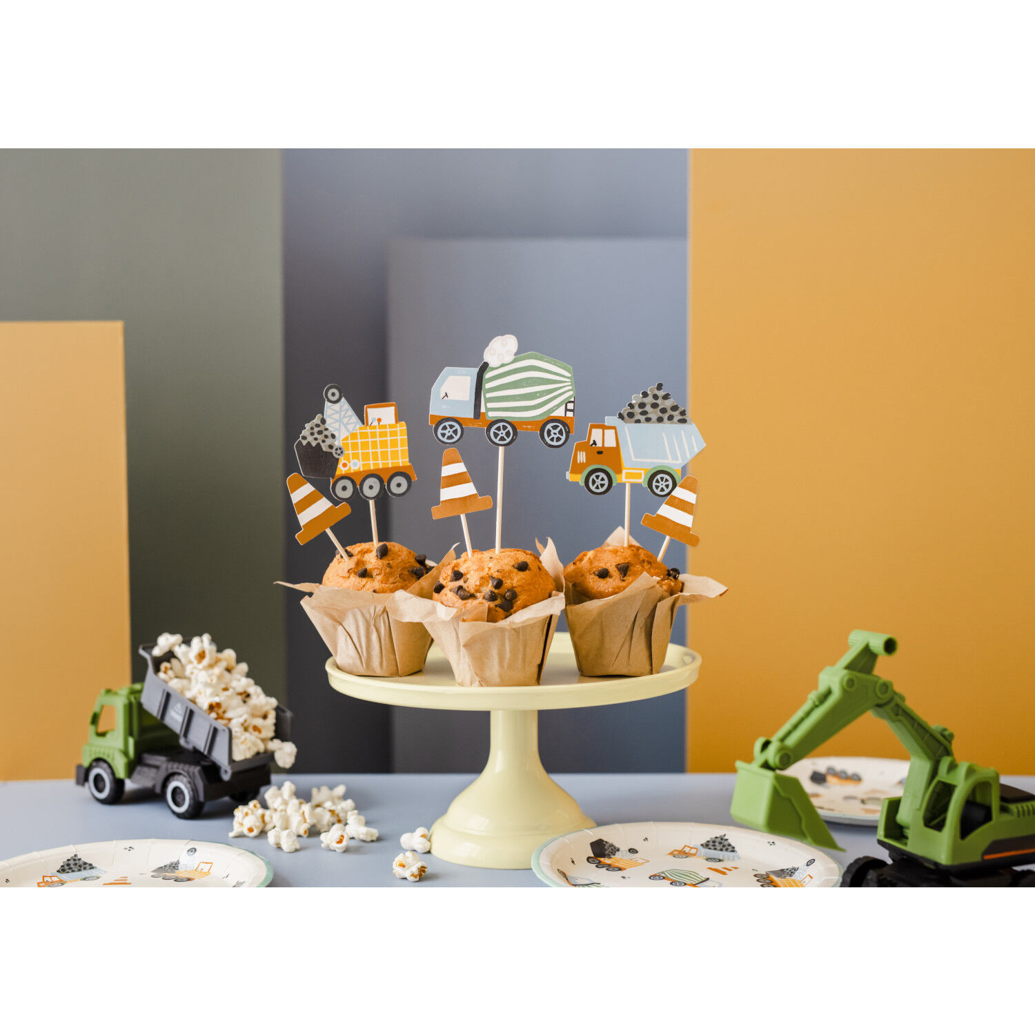 Kuchenstecker / Tortenaufsatz / Cupcake-Topper � Baustelle � 4 � 7 cm � Set mit 6 St�ck Bild 2
