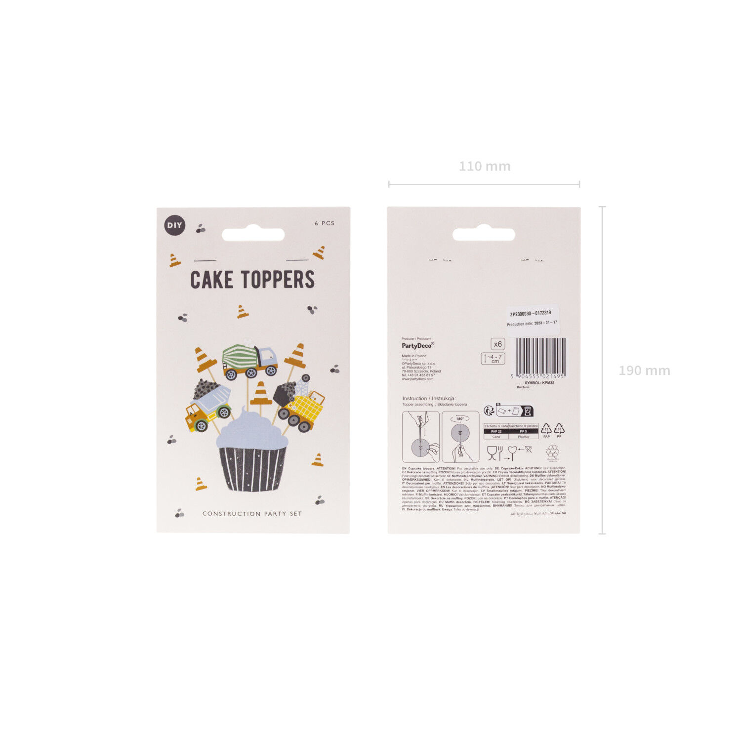 Kuchenstecker / Tortenaufsatz / Cupcake-Topper � Baustelle � 4 � 7 cm � Set mit 6 St�ck Bild 4