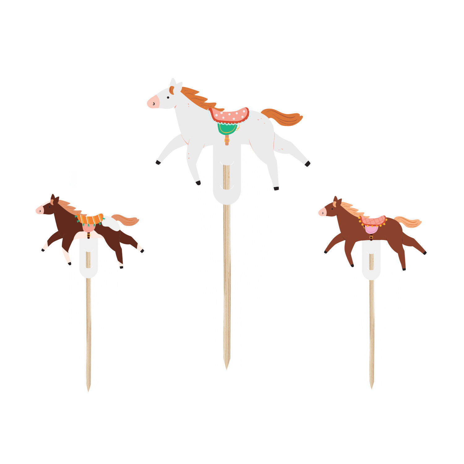 Kuchenstecker / Tortenaufsatz / Cupcake-Topper � Pferde � ca. 13 cm � 6 St�ck