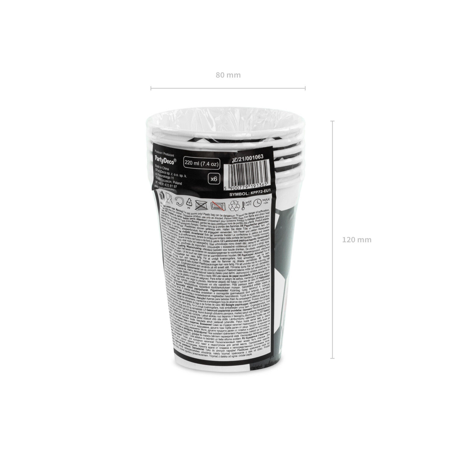 Pappbecher Fu�ball - 260 ml, 6 St�ck Bild 4