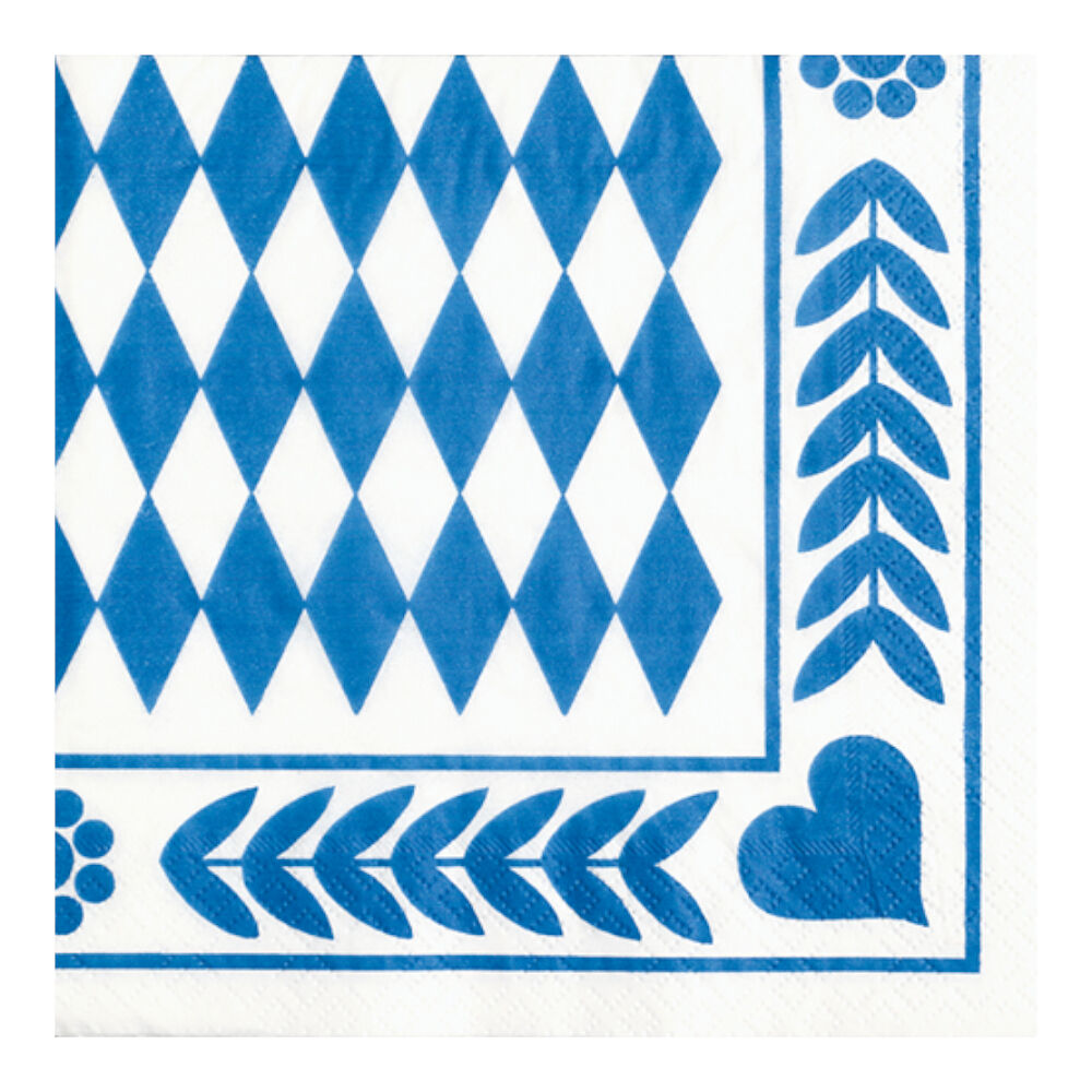 NEU Servietten Bayern / Bayrisch Blau, 3-lagig, 33 x 33 cm, 20 Stck