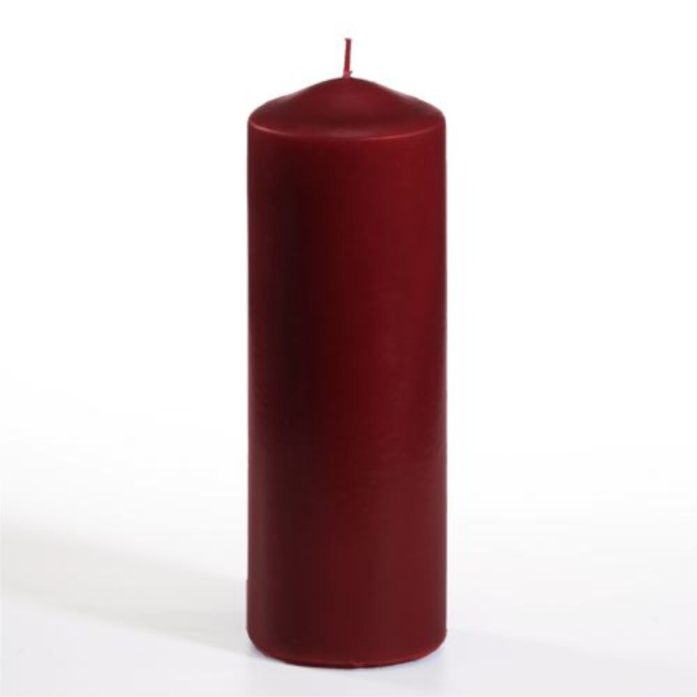 SALE Stumpenkerze, H�he 20 cm, � 7 cm, Farbe: Bordeaux-Rot