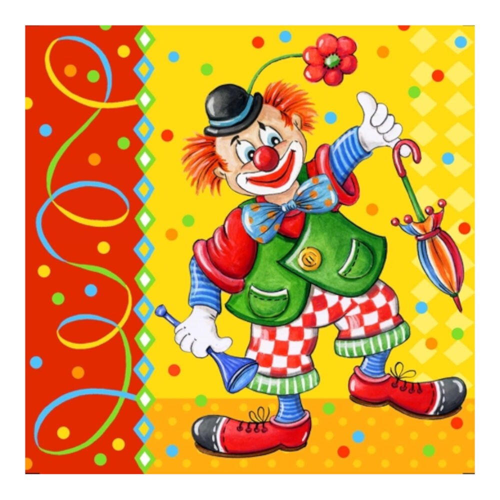 NEU Servietten Clown, 3-lagig, 33 x 33 cm, 20 Stck