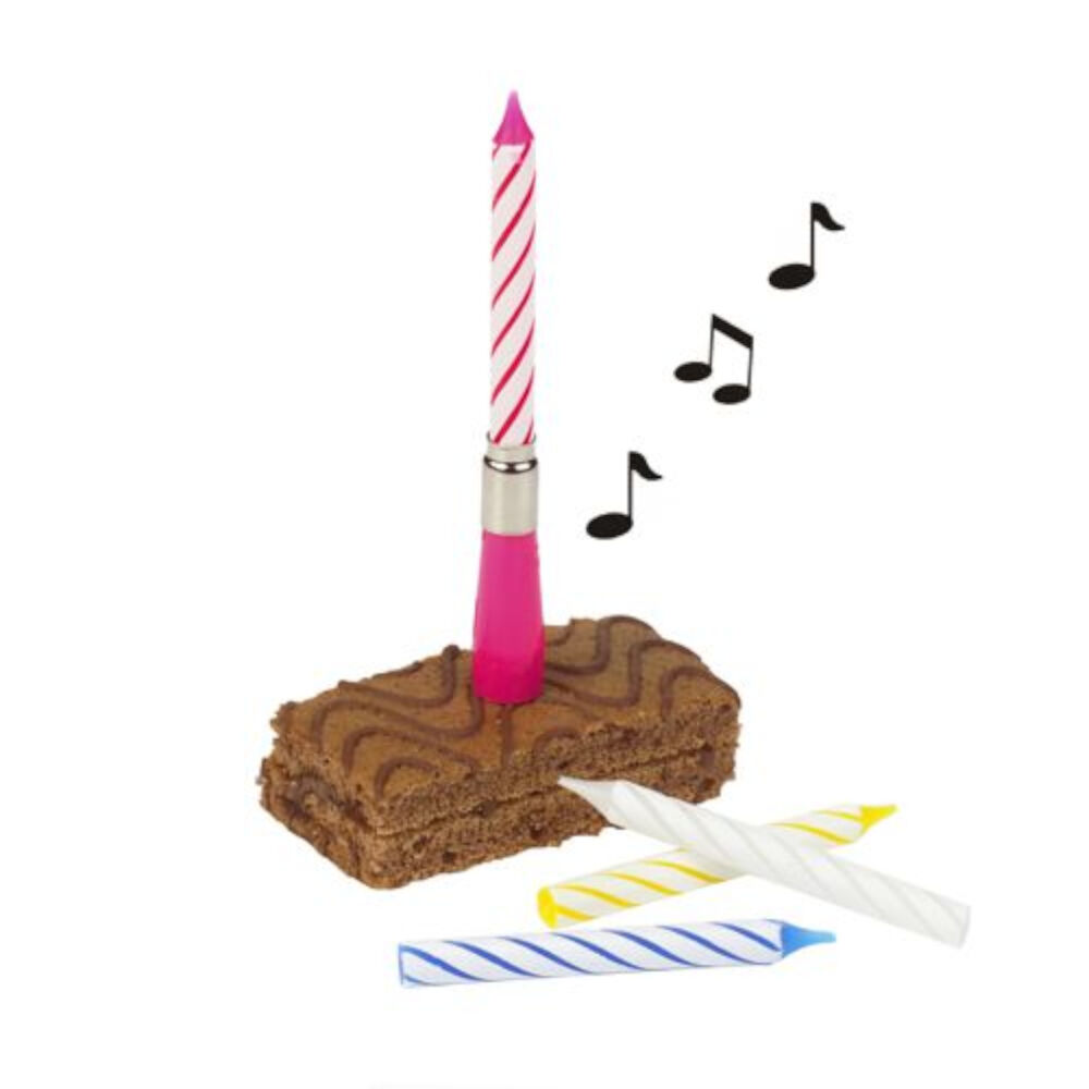 NEU Musikkerze Happy Birthday, 12 cm, mit 3 Ersatzkerzen