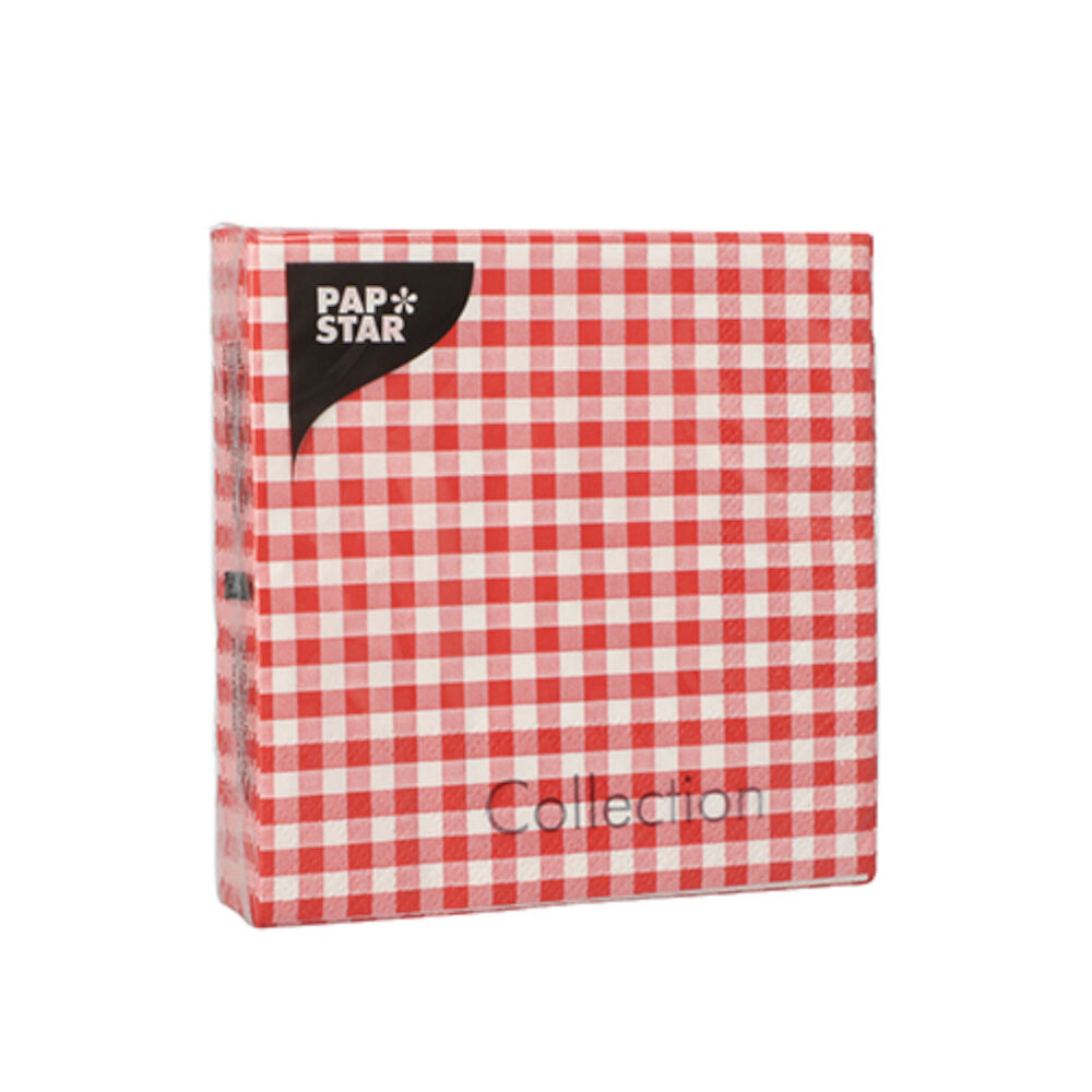 NEU Servietten Vichy Karo Rot, 3-lagig, 25 x 25 cm, 20 Stck Bild 2