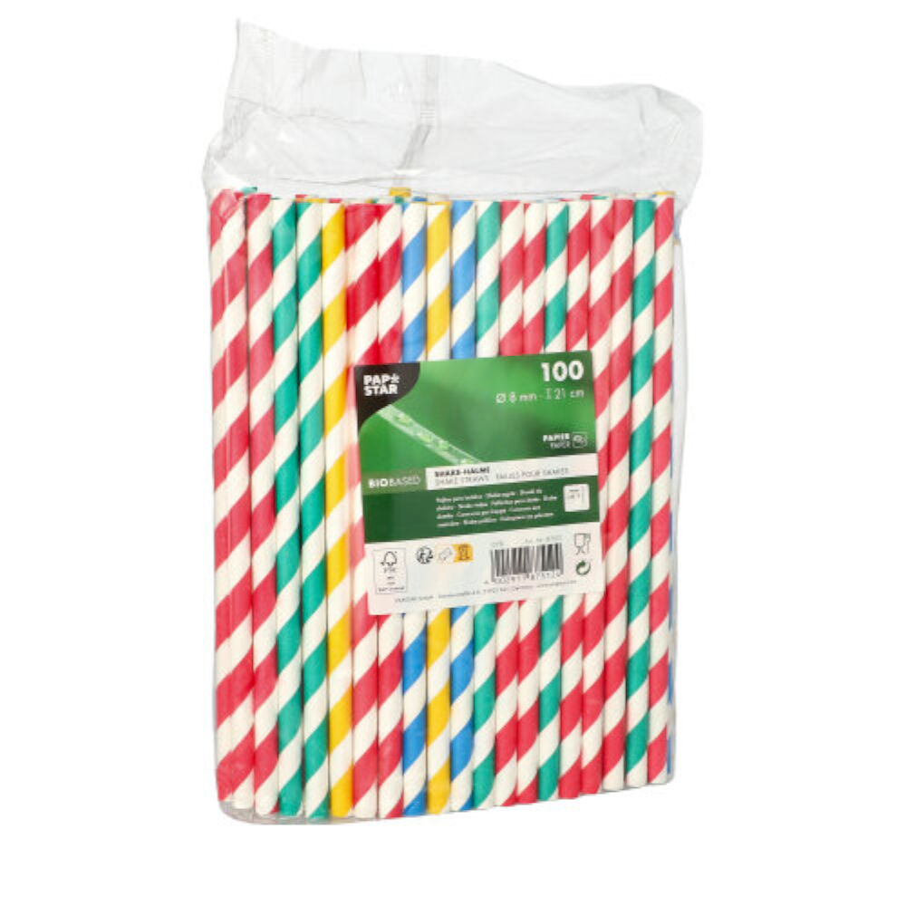 NEU Trinkhalme Pure aus Papier,  8 mm, 21 cm, 100 Stck, Stripes Bild 2