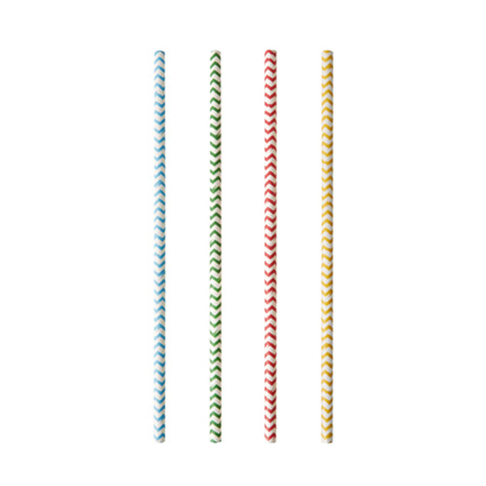 NEU Trinkhalme Pure aus Papier,  6 mm, 20 cm, 100 Stck, Zig-Zag bunt