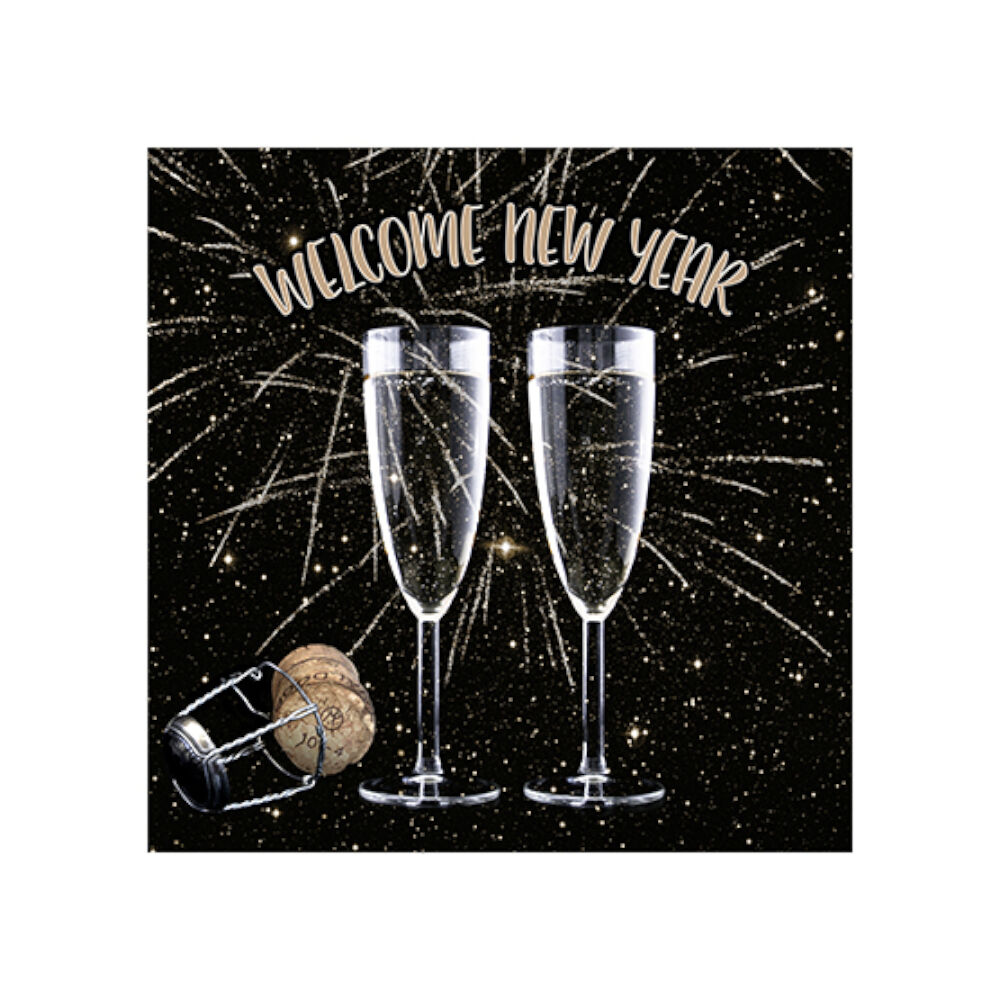 NEU Servietten Welcome New Year fr Silvester, 3-lagig, 25 x 25 cm, 20 Stck