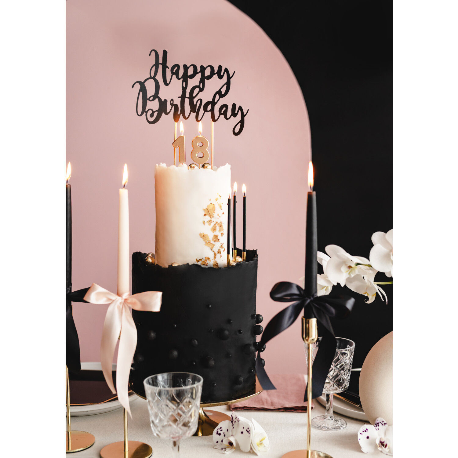 Kuchenstecker / Tortenaufsatz / Cake-Topper Happy Birthday / Geburtstag - Schwarz, ca. 22, 5 cm Bild 2