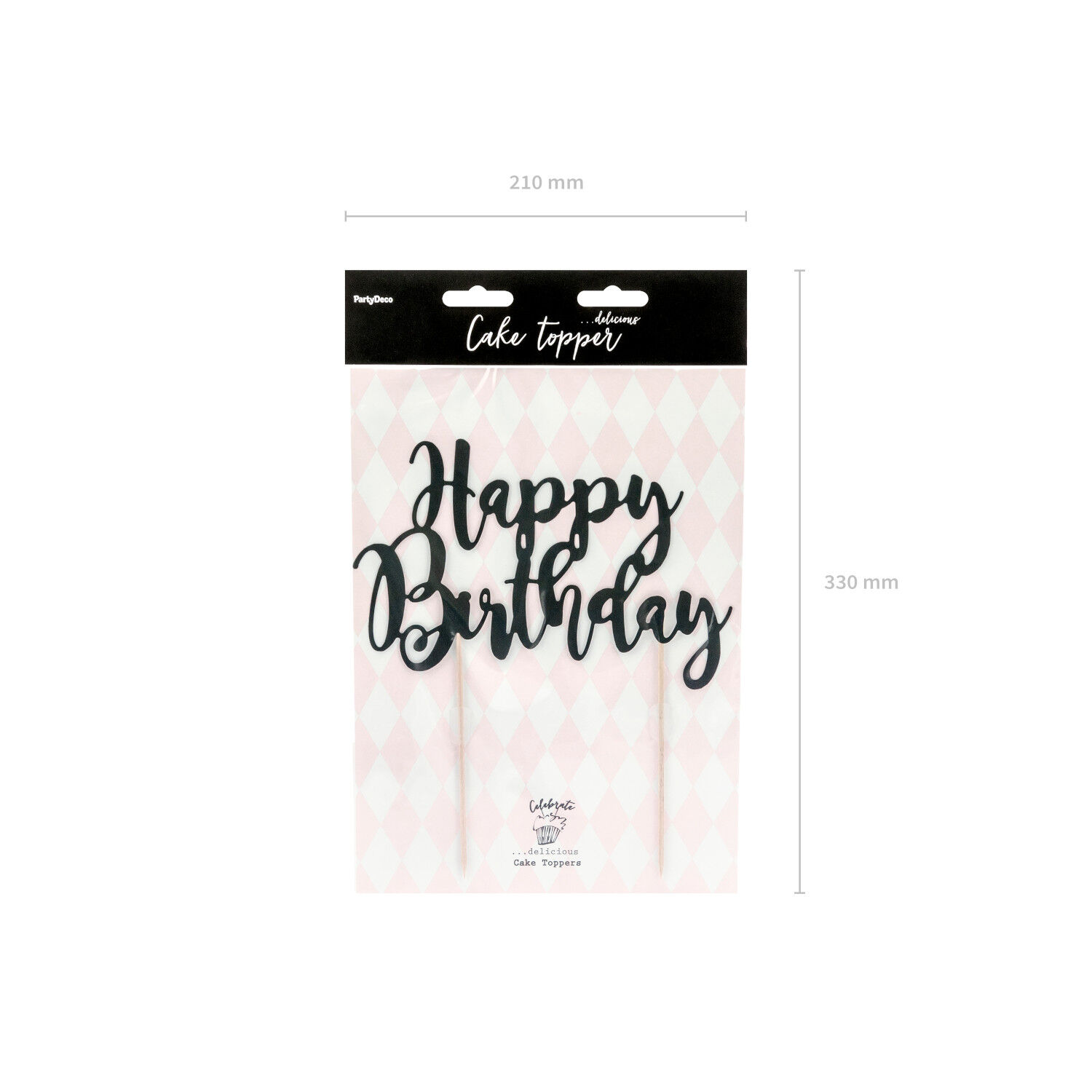 Kuchenstecker / Tortenaufsatz / Cake-Topper Happy Birthday / Geburtstag - Schwarz, ca. 22, 5 cm Bild 4