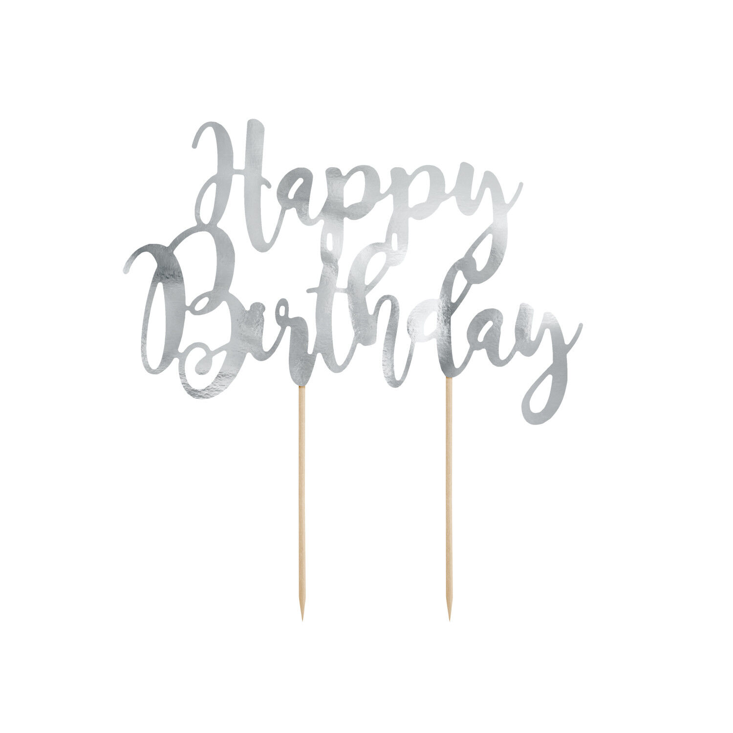 Kuchenstecker / Tortenaufsatz / Cake-Topper Happy Birthday / Geburtstag - Silber, ca. 22,5 cm