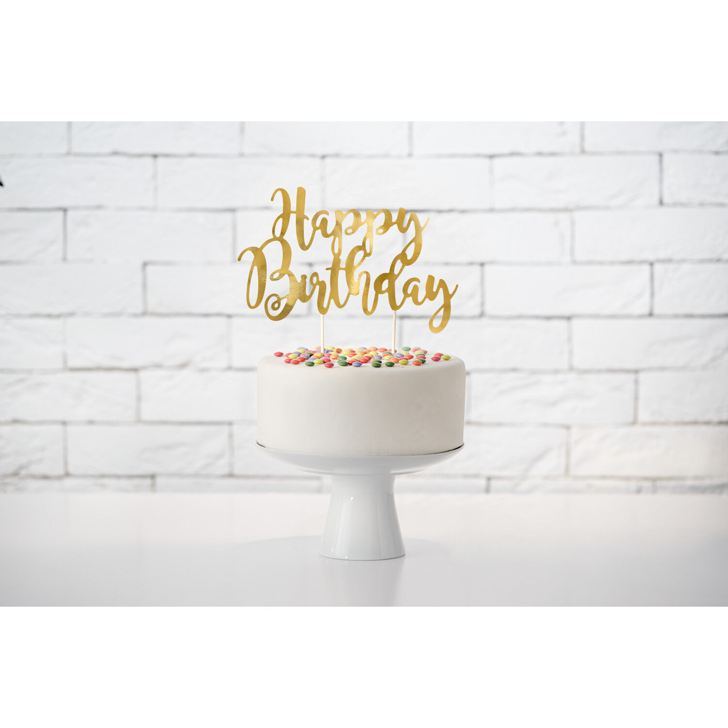 Kuchenstecker / Tortenaufsatz / Cake-Topper Happy Birthday / Geburtstag - Gold, ca. 22,5 cm Bild 2