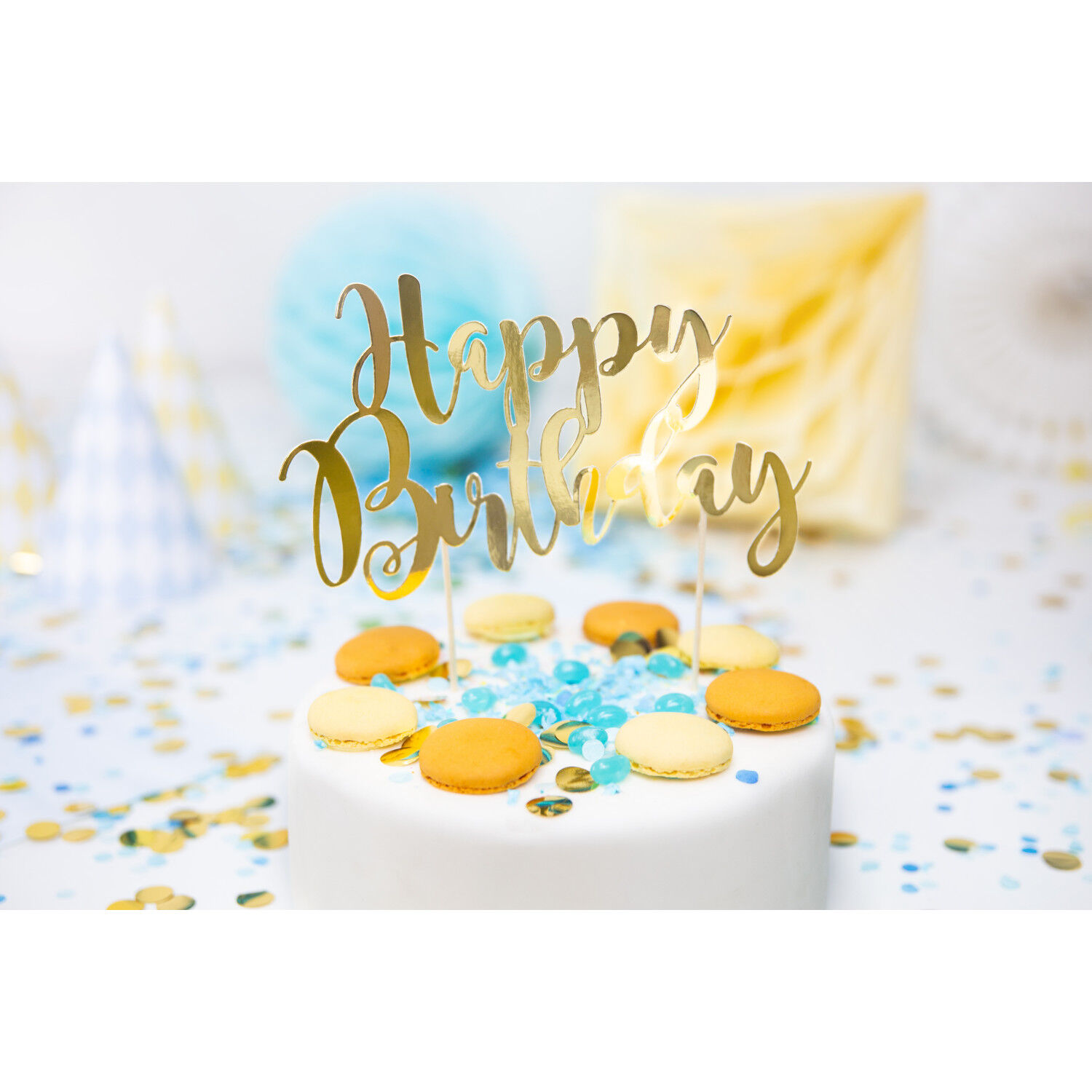 Kuchenstecker / Tortenaufsatz / Cake-Topper Happy Birthday / Geburtstag - Gold, ca. 22,5 cm Bild 3