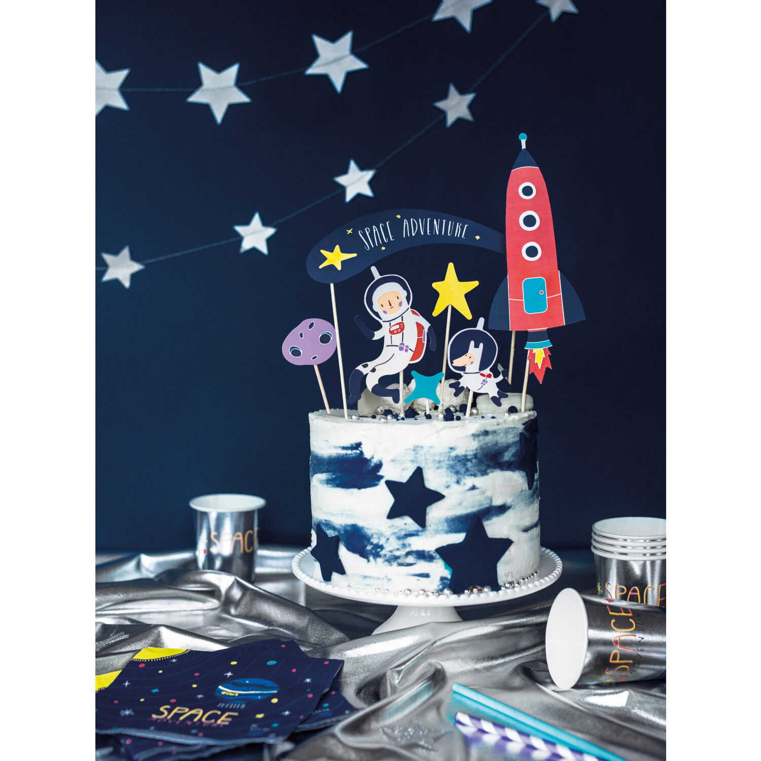 Kuchenstecker / Tortenaufsatz / Cake-Topper Weltraum � ca. 9.5 � 24,5 cm � Set mit 7 St�ck Bild 2