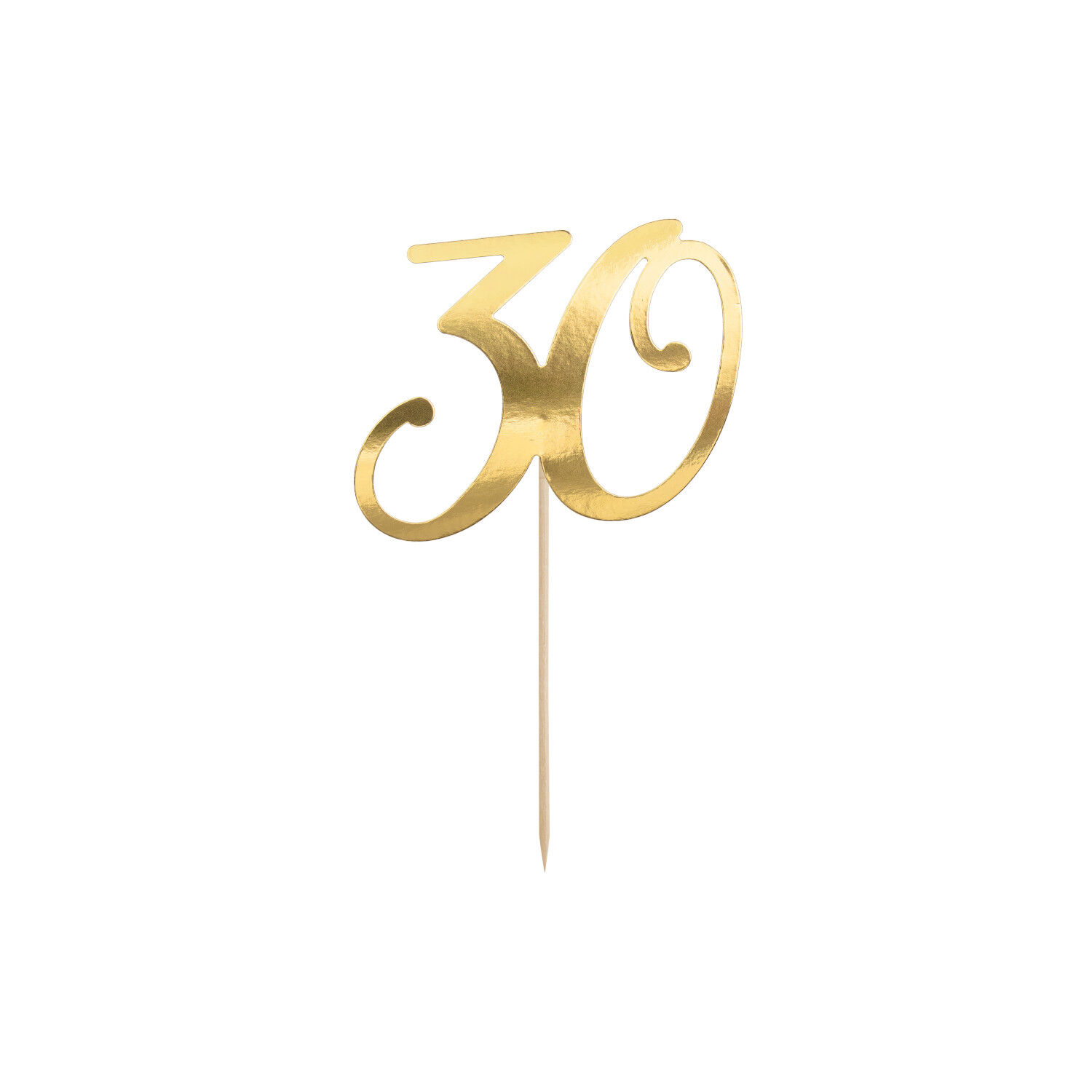 Kuchenstecker / Tortenaufsatz / Cake-Topper 30. Geburtstag - Gold, ca. 20,5 cm