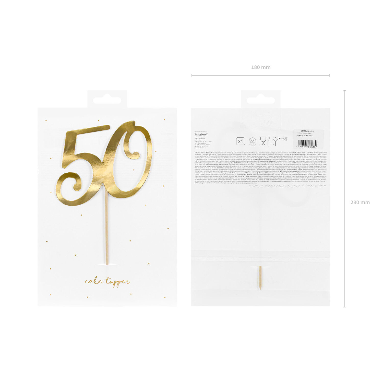 Kuchenstecker / Tortenaufsatz / Cake-Topper 50. Geburtstag - Gold, ca. 20,5 cm Bild 4