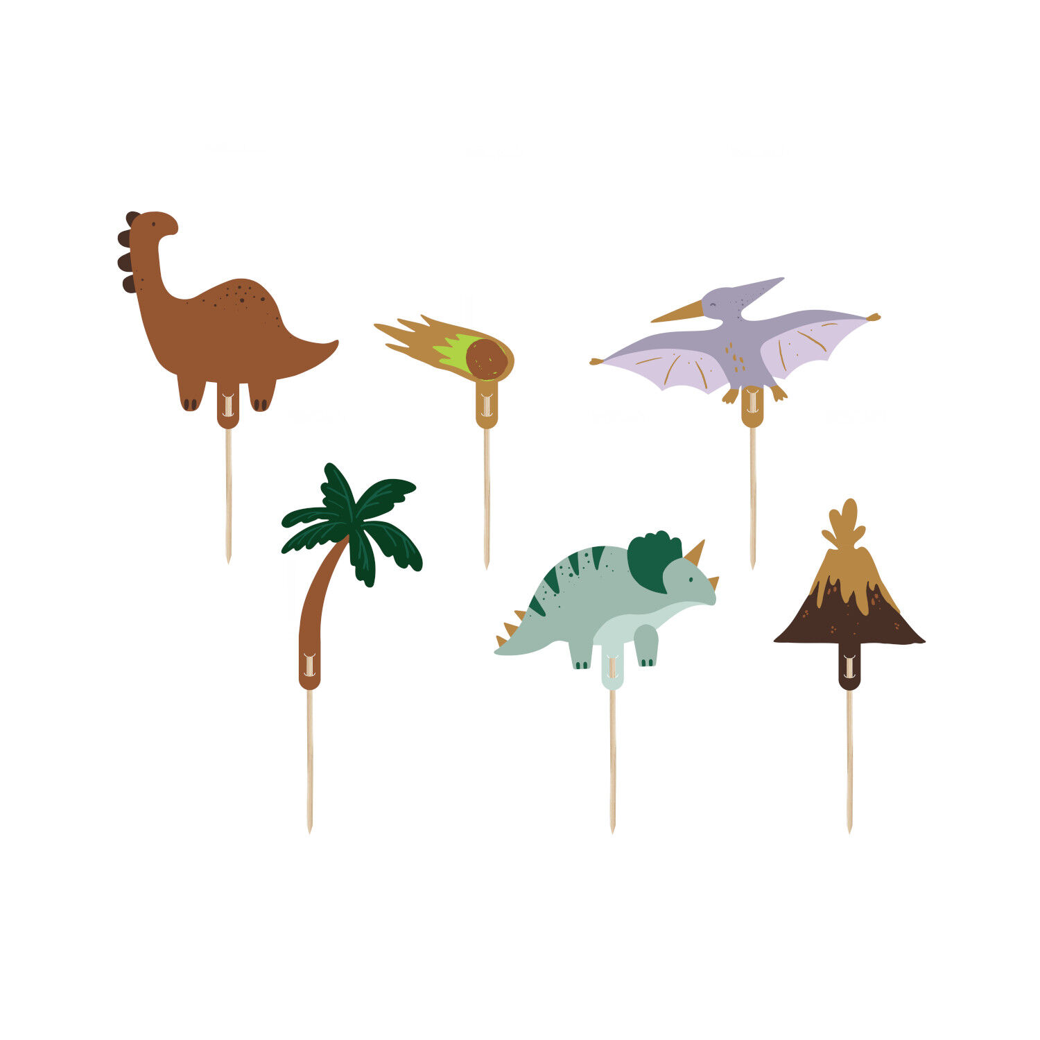 Kuchenstecker / Tortenaufsatz / Cake-Topper Dinosaurier � ca. 8 � 12 cm � Set mit 6 St�ck