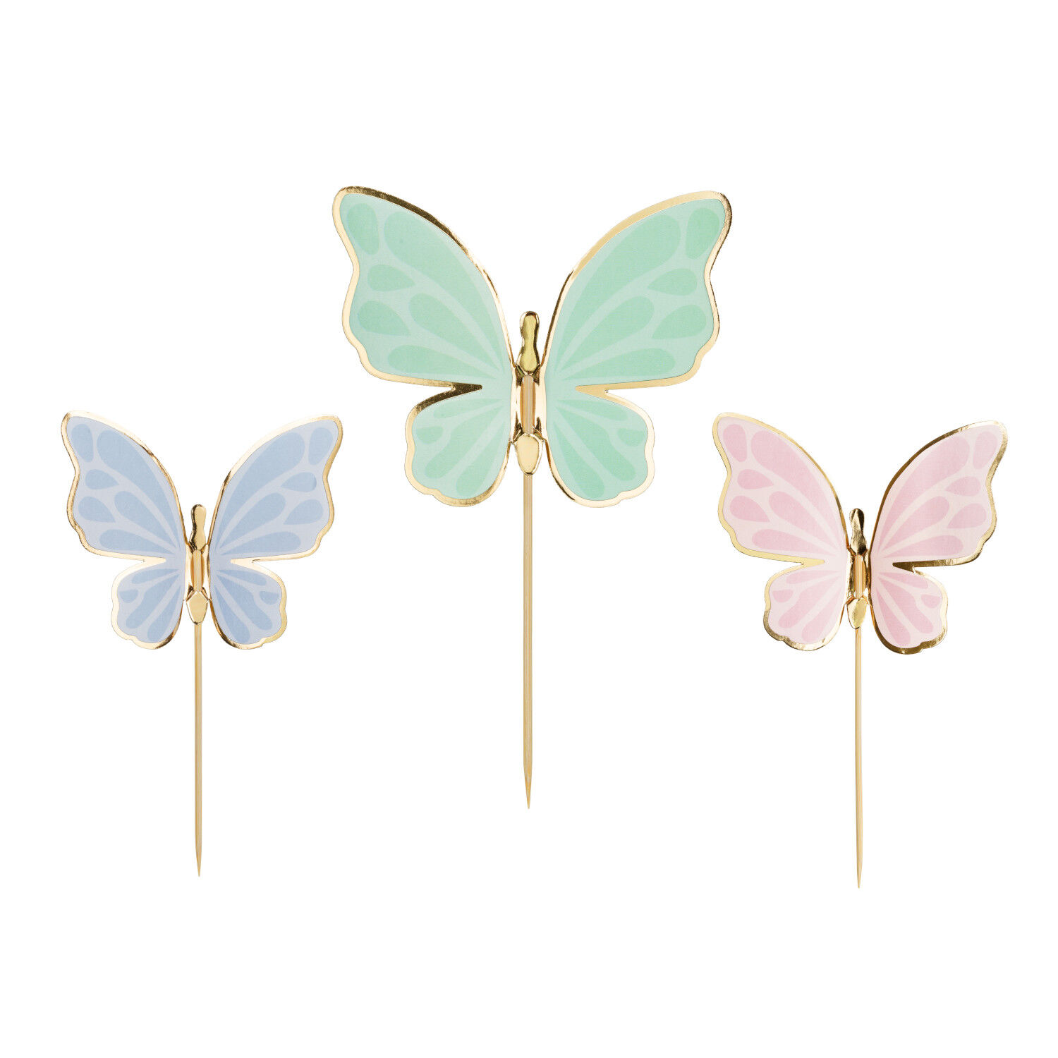 Kuchenaufsatz / Cake-Topper / Picker Schmetterlinge - 9 � 6,5 cm, Farbig sortiert, 9 St�ck