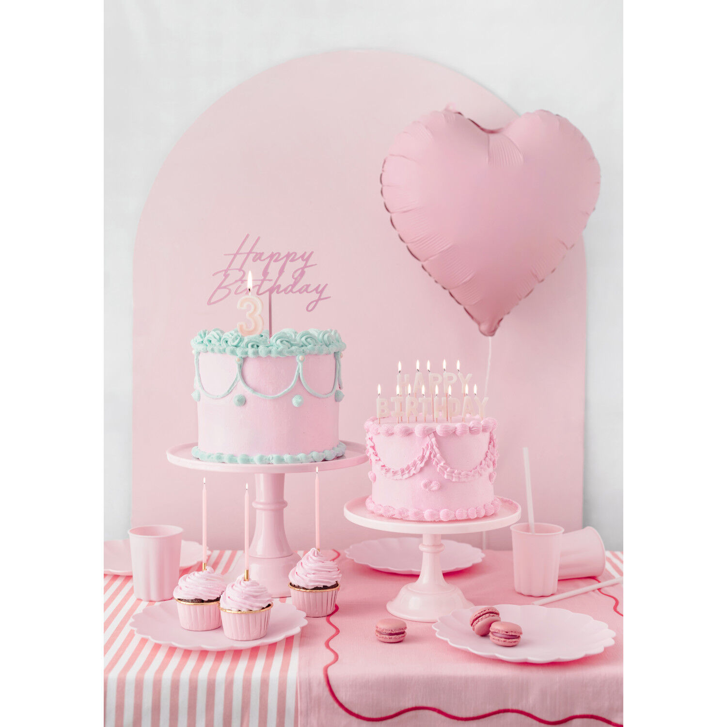 Kuchenaufsatz / Cake-Topper aus Acryl Happy Birthday / Geburtstag - Hellrosa, 16,5 cm Bild 3
