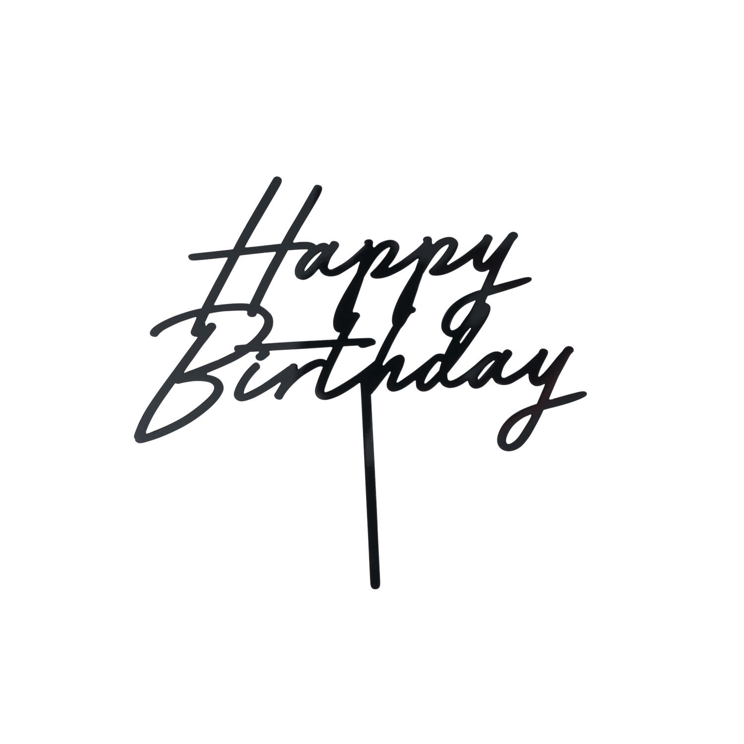 Kuchenaufsatz / Cake-Topper aus Acryl Happy Birthday / Geburtstag - Schwarz, 16,5 cm