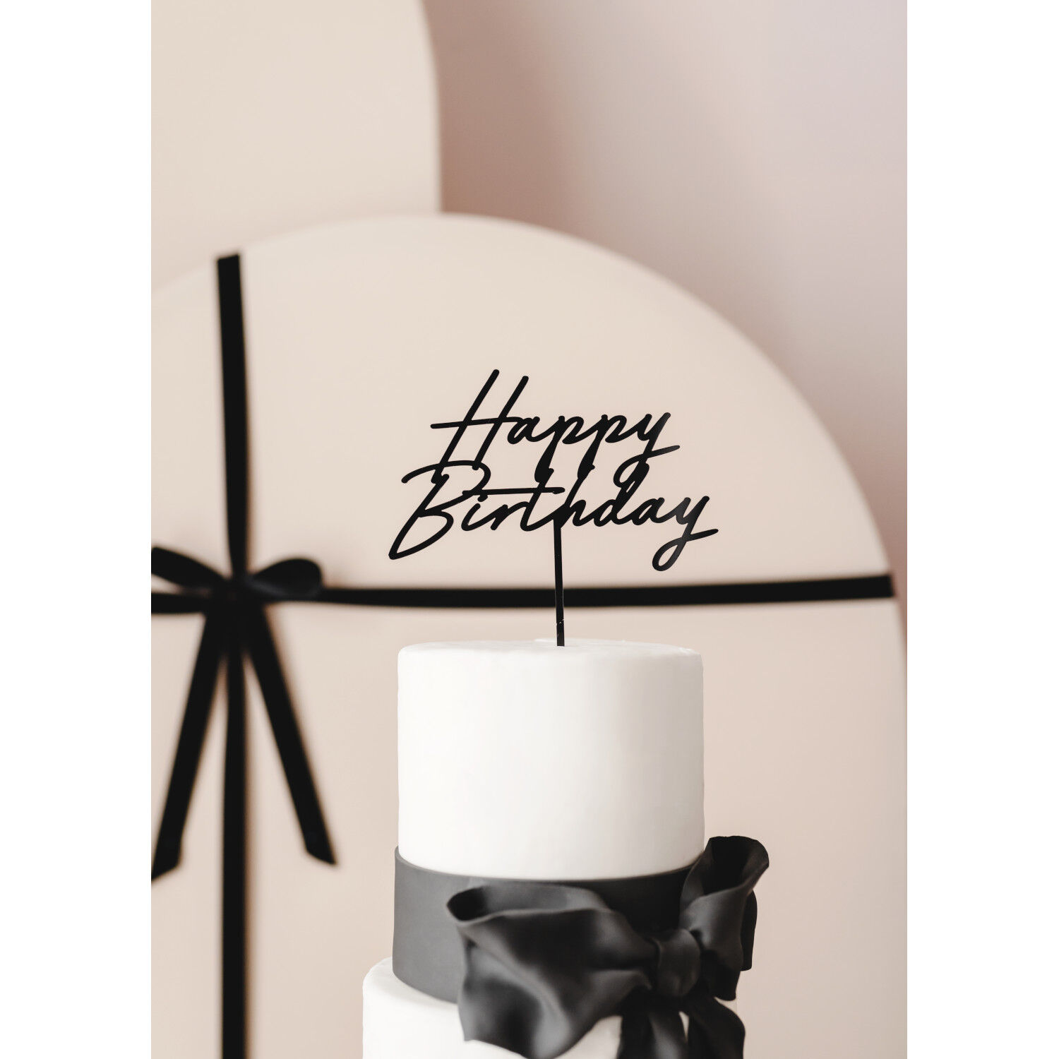 Kuchenaufsatz / Cake-Topper aus Acryl Happy Birthday / Geburtstag - Schwarz, 16,5 cm Bild 2