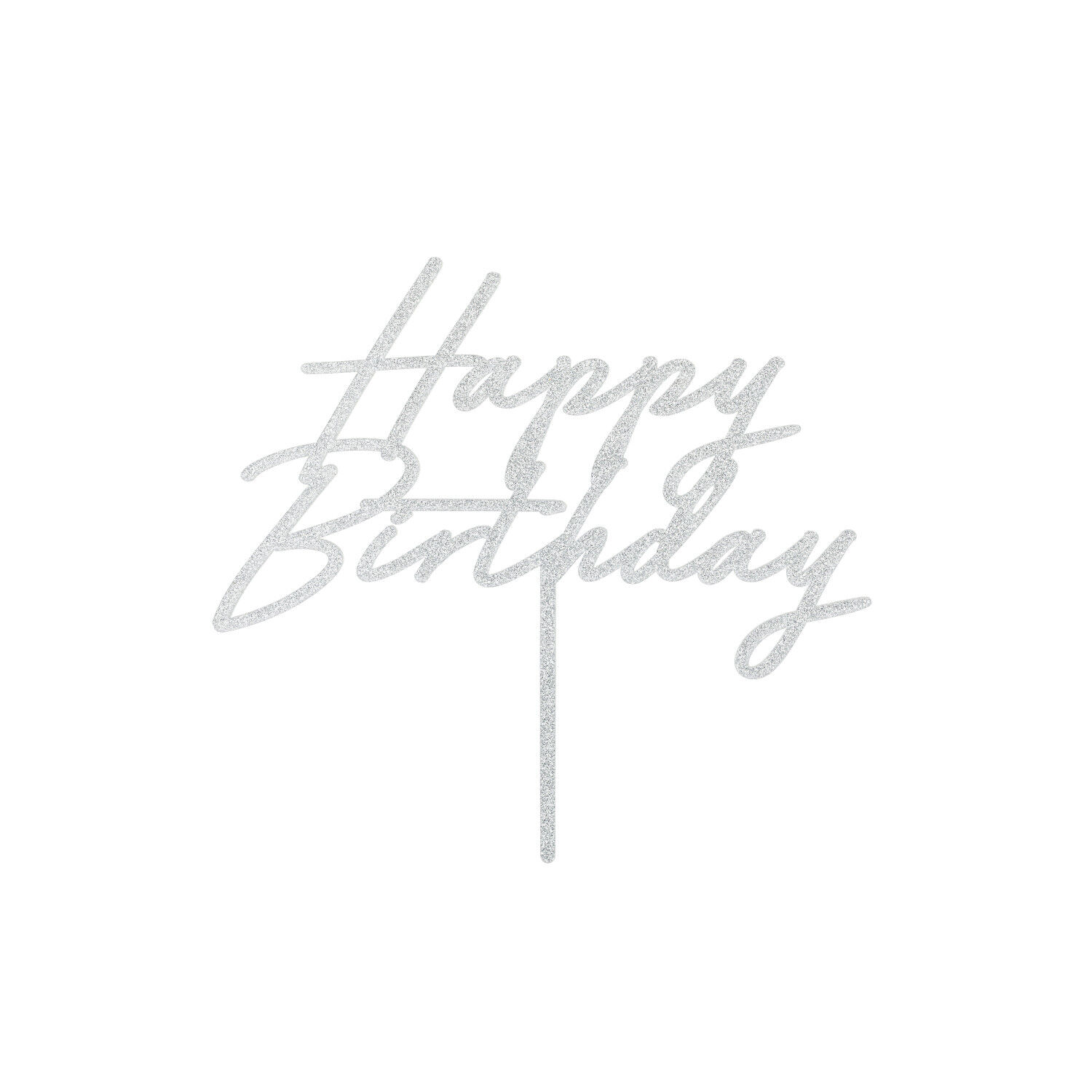 Kuchen�Topper / Aufstecker Happy Birthday / Geburtstag - 18 � 16,5 cm, Silber, Glitter