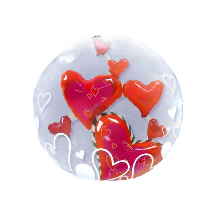 Luftballon Bubble Lovely Floating Hearts ca. 60 cm