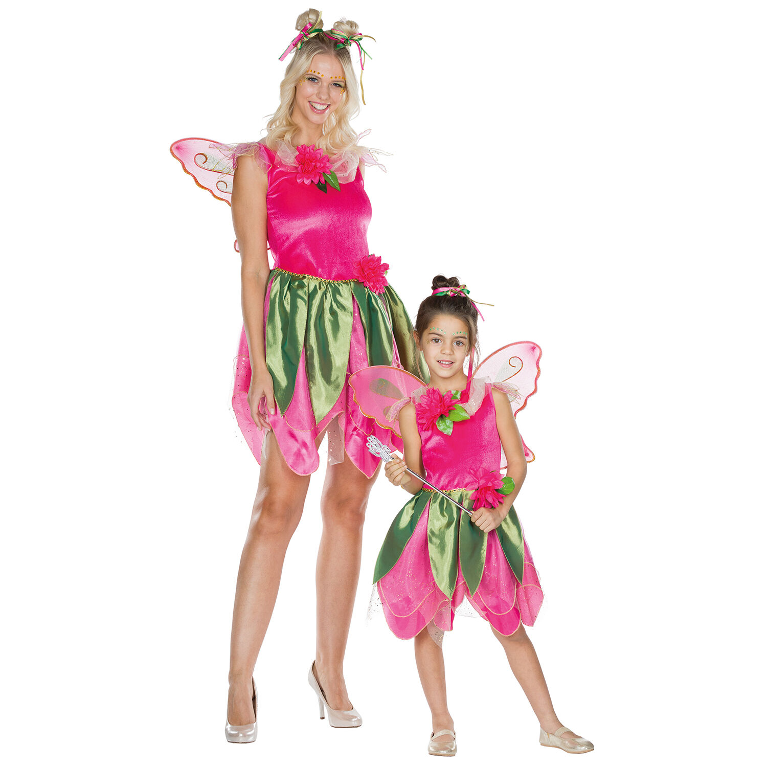 NEU Kinder-Kostüm Waldfee, Kleid mit Flügeln, pink, Gr. 104 Bild 2