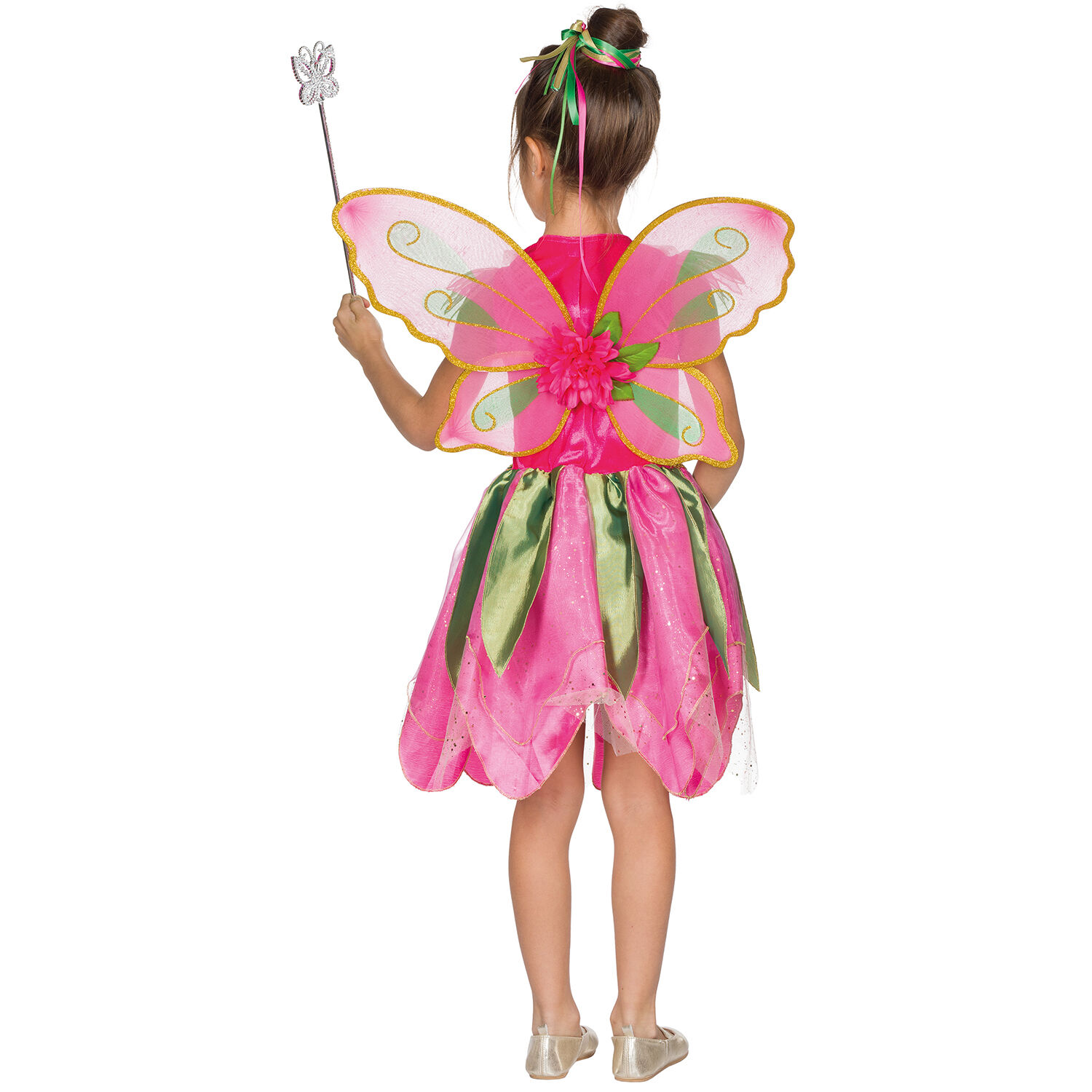 NEU Kinder-Kostüm Waldfee, Kleid mit Flügeln, pink, Gr. 104 Bild 3