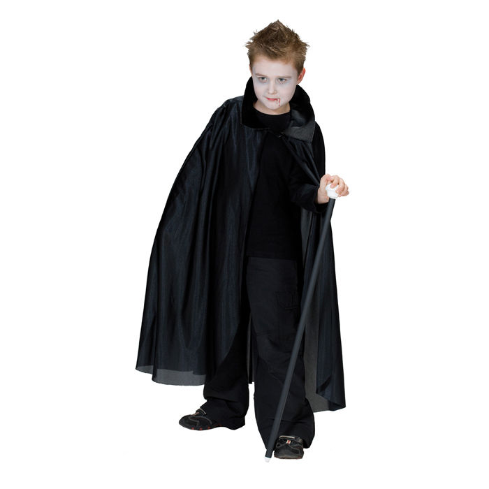 Kinder Cape lang mit Kragen, schwarz, Gr. 128