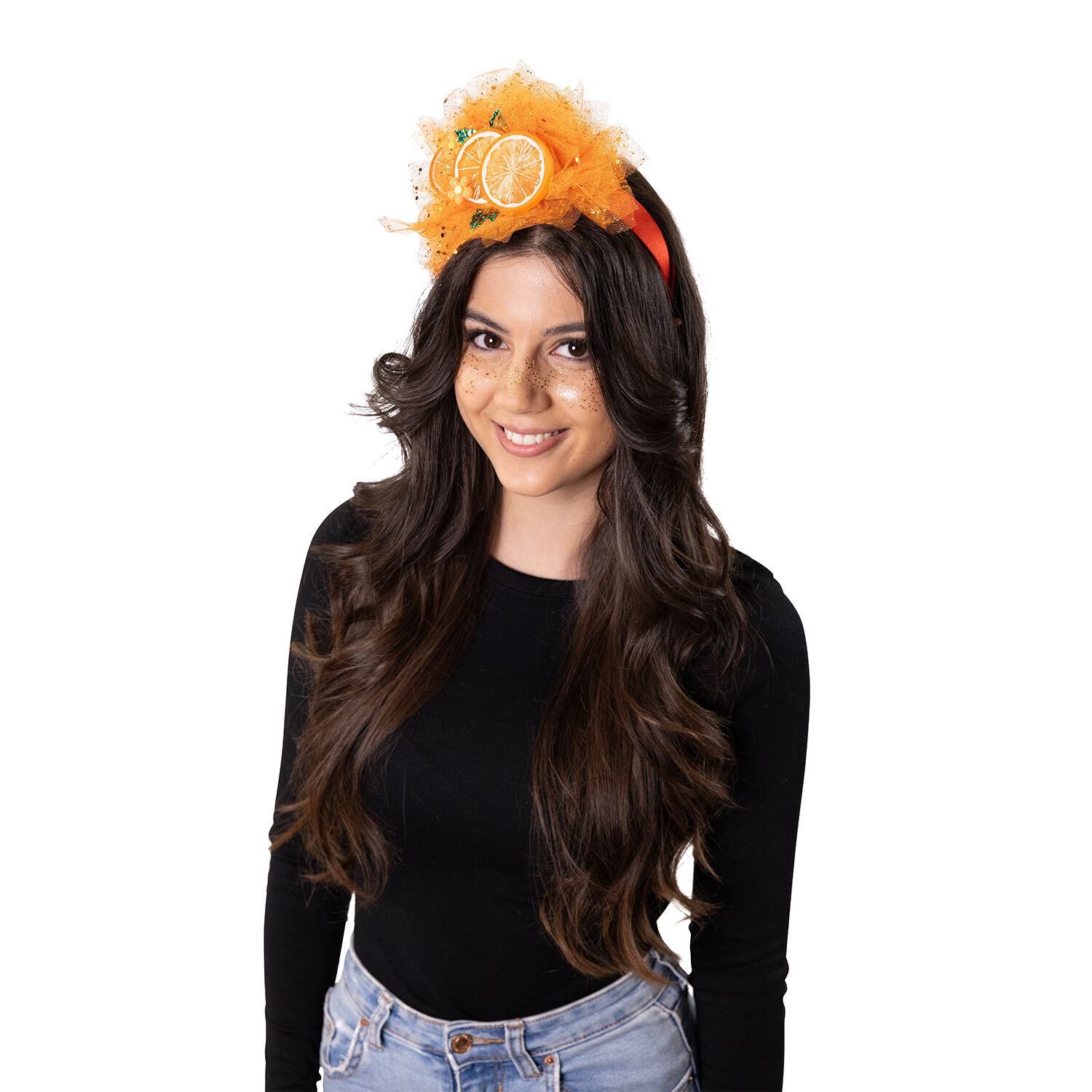 NEU Haarreif Orangen, mit orangem T�ll und Orangenscheiben