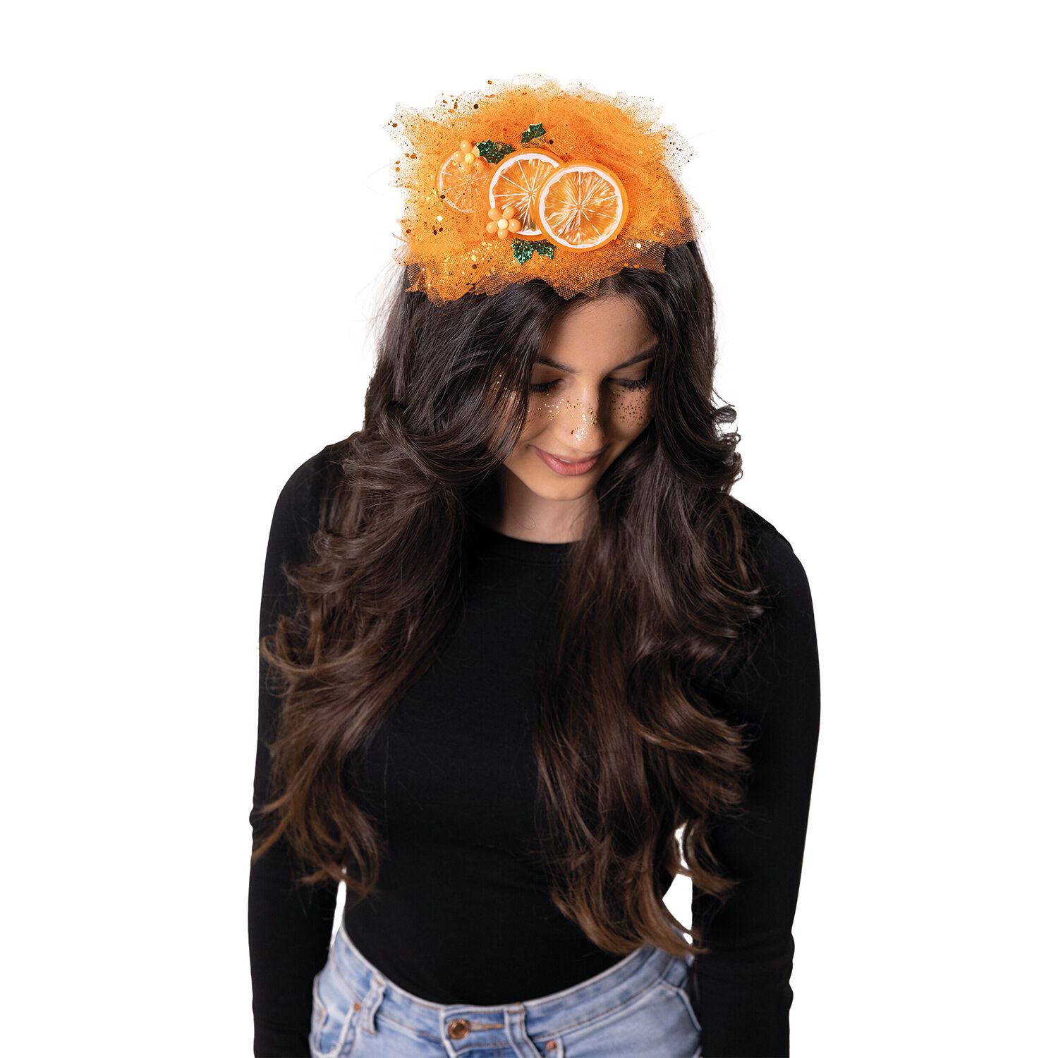 NEU Haarreif Orangen, mit orangem T�ll und Orangenscheiben Bild 2
