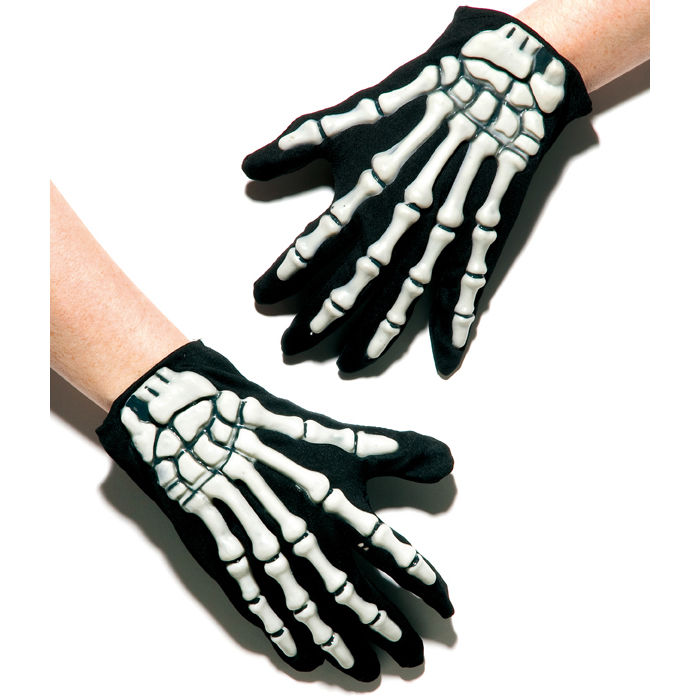Handschuhe Skelett mit Kunststoffauflagen