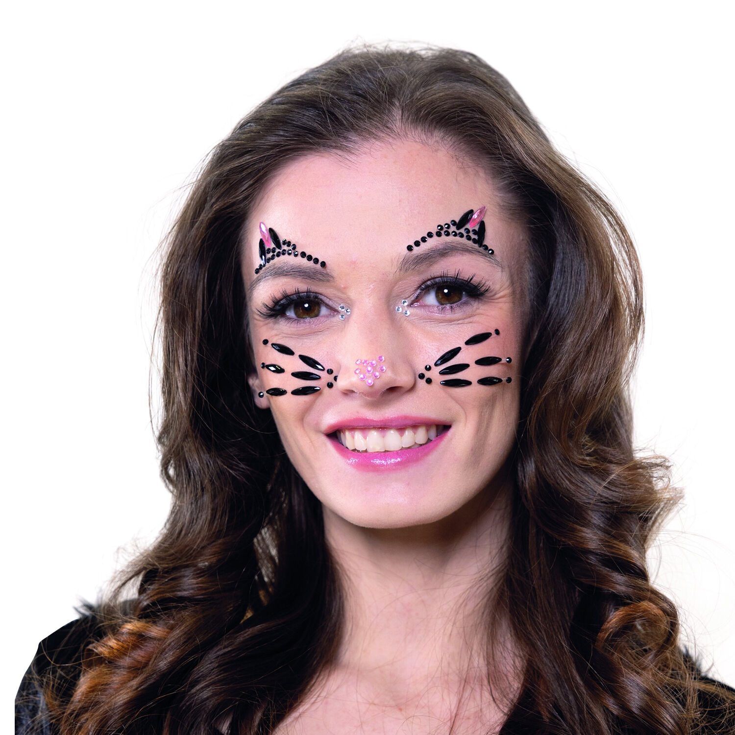 NEU Hautjuwelen Katze, pink-schwarz, selbstklebend Bild 2