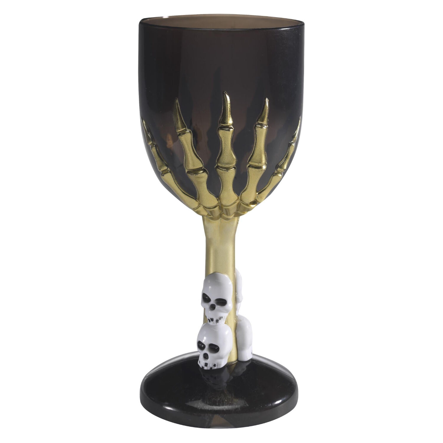 Weinglas, schwarz mit Skeletthand