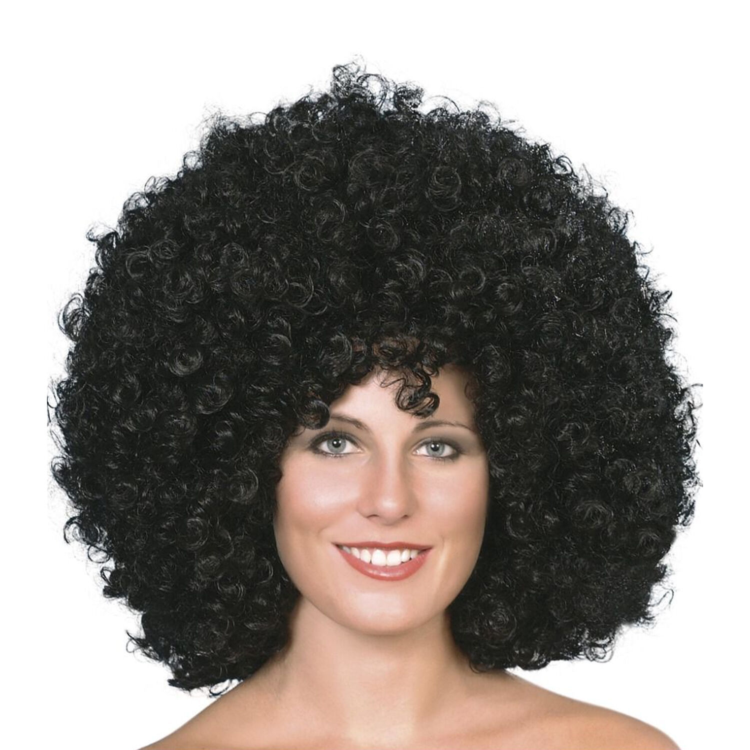 NEU Perücke Unisex Super-Riesen-Afro Locken, schwarz - mit Haarnetz Bild 2