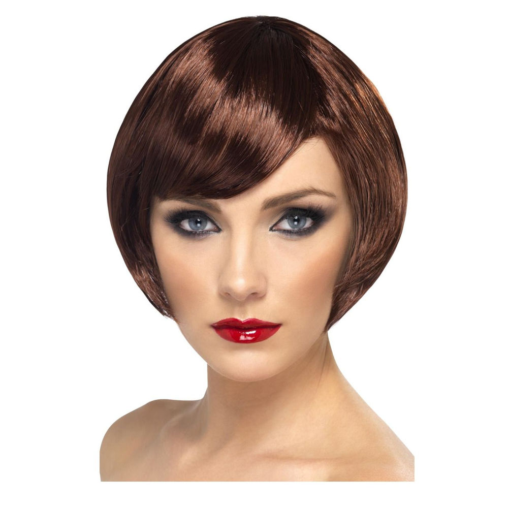 SALE Percke Damen Kurzer Bob, Pagenkopf mit Pony, Babe, braun