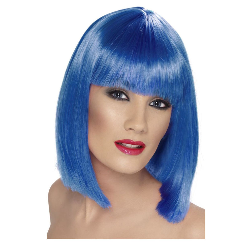 Percke Damen Longbob, Pagenkopf mit Pony, Glam, blau - mit Haarnetz Bild 2