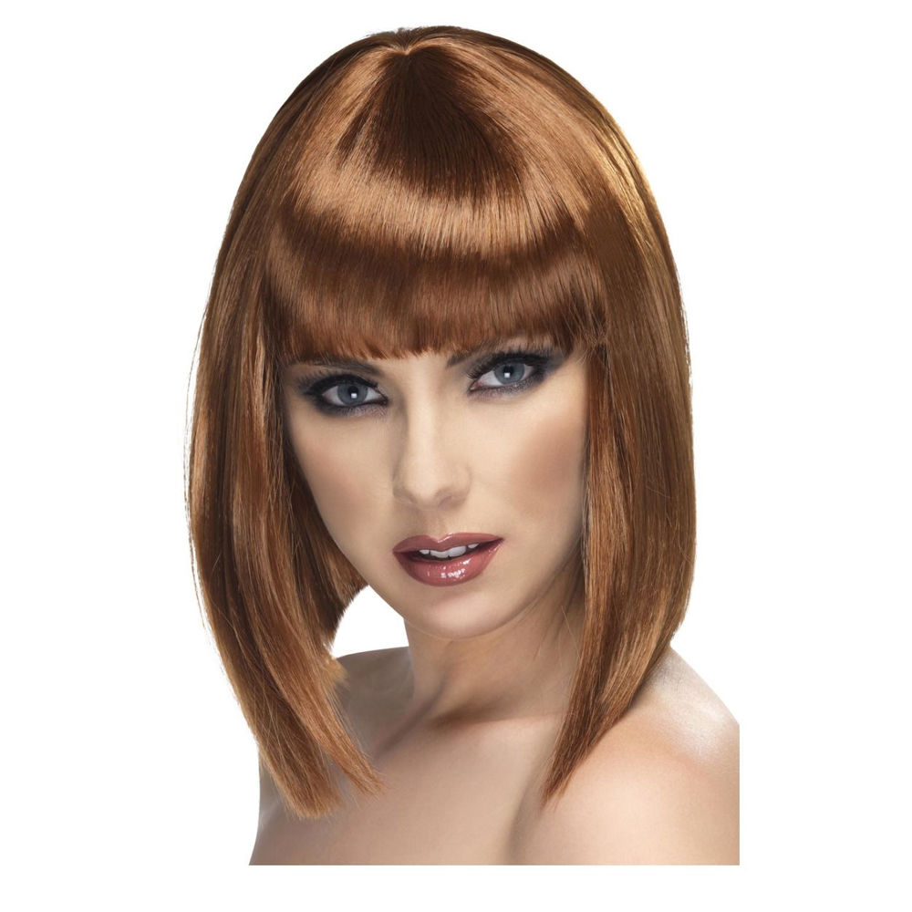 Percke Damen Longbob, Pagenkopf mit Pony, Glam, braun - mit Haarnetz Bild 2