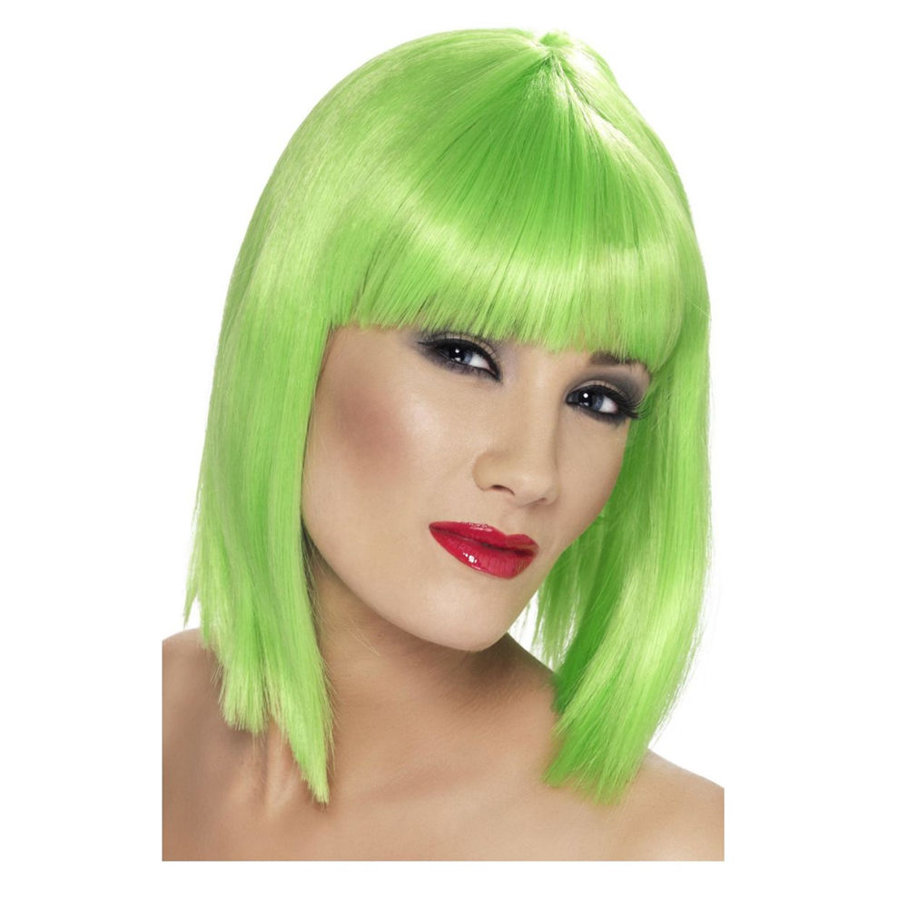 Percke Damen Longbob, Pagenkopf mit Pony, Glam, neongrn - mit Haarnetz Bild 2