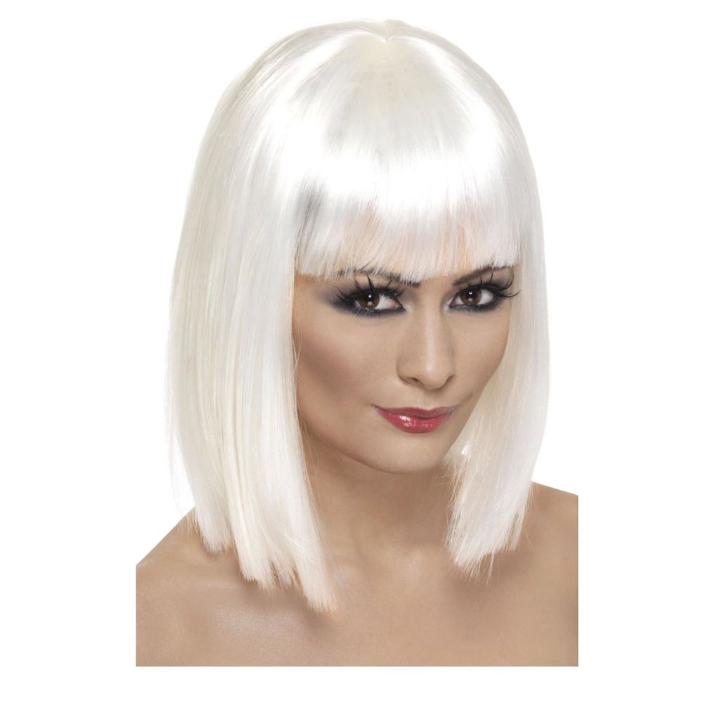 Percke Damen Longbob, Pagenkopf mit Pony, Glam, wei - mit Haarnetz Bild 2