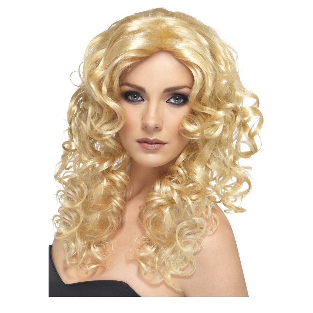 Percke Damen Halblang mit Mittelscheitel gelockt, Glamour, blond