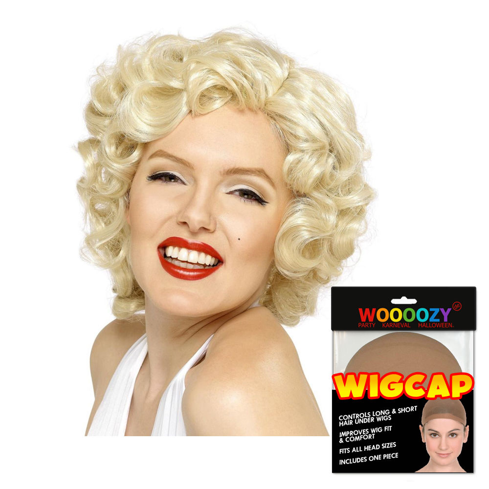 Percke Damen Kurzhaar Marilyn Monroe, blond - mit Haarnetz